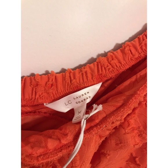 LC Lauren Conrad Women Orange Off One Shoulder Layer Flounce Dress Medium NWT - Picture 2 of 3